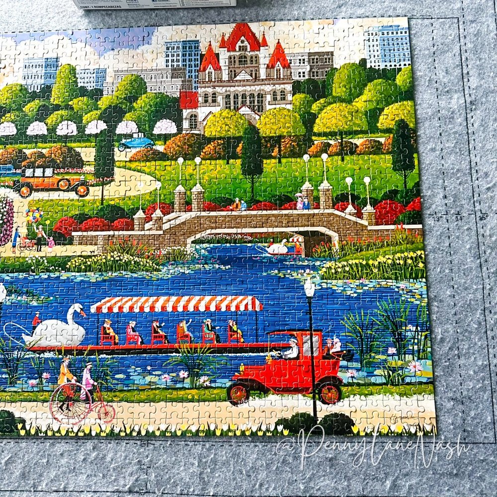 Hometown Collection Swan Boats in Boston Park 1000 Pc Jigsaw Puzzle - Picture 7 of 9